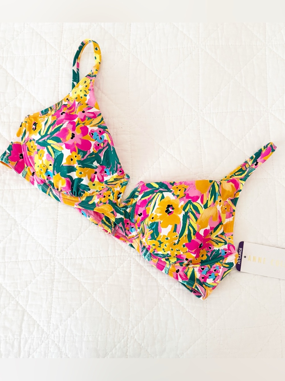 NEW Anne Cole Floral Bikini Top XXL NWT